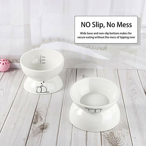 Burncalue Miska dla kota, miska na karmę, pokarm dla kotów, 30 ml, ceramiczna miska ze stojakiem, akcesoria dla kotów, ochrona przed przepływem zwrotnym, dla kotów i szczeniaków - obrazek 3