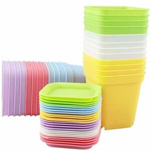 Plastikowe, kolorowe doniczki na kwiaty, okrągłe, 24 sztuki, 7 cm, tworzywo sztuczne, doniczki na rośliny, zestaw donic z tworzywa sztucznego, wewnętrzne doniczki z tworzywa sztucznego