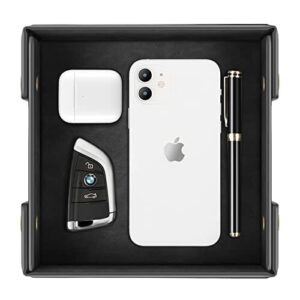 SITHON Pusta kieszonkowa, sztuczna skóra, organizer do przechowywania, pudełko na klucze, na telefon, biżuterię, klucze, portfel, zegarki, okulary, wyposażenie biurowe, (czarny)