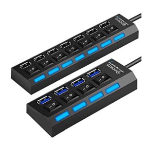 Stacja ładująca USB Hub USB 2.0 Hub USB 2.0 Multi USB Splitter Hab Użyj zasilacza 4/8 Port Multiple Expander 2.0 USB3 Hub z przełącznikiem na PC do biura, szkoły i domu (Color : Nero, Size : 1)