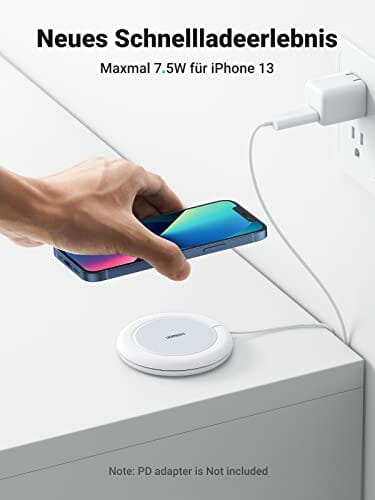 UGREEN Bezprzewodowa Ładowarka Magnetyczna 15W, Bezprzewodowa Ładowarka Qi, Indukcyjna Stacja Ładująca, Ładowarka Magnetyczna Kompatybilna z iPhone 13, 13 Pro, 13 Pro Max, 13 Mini, 12 Pro, 11, XS, S21 itp. - obrazek 5
