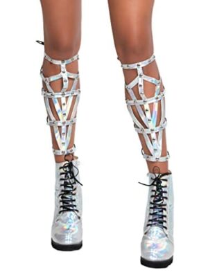 Leg Avenue Damski Iridescent Studded Shin Guards Panamahut, srebrny (Silver), (rozmiar producenta: One sizeUk 6-12)