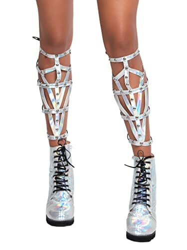 Leg Avenue Damski Iridescent Studded Shin Guards Panamahut, srebrny (Silver), (rozmiar producenta: One sizeUk 6-12)