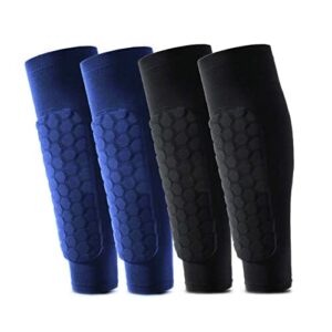 Piłka nożna, ochraniacze na piszczele, 2 pary, antypoślizgowe, oddychające, do gry w piłkę nożną, dla początkujących, do biegania, fitnessu, dla mężczyzn, dzieci, chłopców i dziewczynek