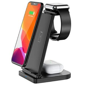 Bezprzewodowa ładowarka 3 w 1, składana, bezprzewodowa ładowarka, indukcyjna stacja ładująca, kompatybilna z iWatch, AirPods Pro/2, iPhone 13/12/11/Pro/Max/XR/XS/XS Max/X/8/8 Plus, Samsung Huawei i smartfonami QI