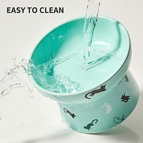 PETKIT ceramiczna miska na karmę, miska na karmę dla kota szczeniaka, duża miska ceramiczna, ochrona szyjki macicy. 13.8 * 13.8 * 9.4cm (Green, Grass) - obrazek 5