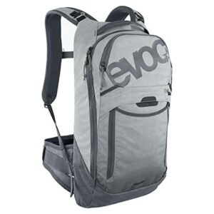 EVOC Trail PRO Plecak na wędrówki i wyścigi, 10 l, lekki plecak rowerowy, ochraniacz na plecy, kieszeń na bukłak 3 l, rozmiar: S/M, szary (Stone - Carbon Grey), Stone – Carbon Grey, plecak