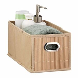 Relaxdays Kosz do przechowywania bambusowy, prostokątny, składany, wąs