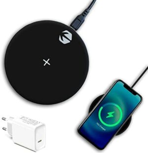 Mimacro - Ultra-szybka ładowarka bezprzewodowa 15W Typ C z wbudowaną ładowarką ścienną 18W Kompatybilny z iPhonem, Samsung, Xiaomi, Huawei