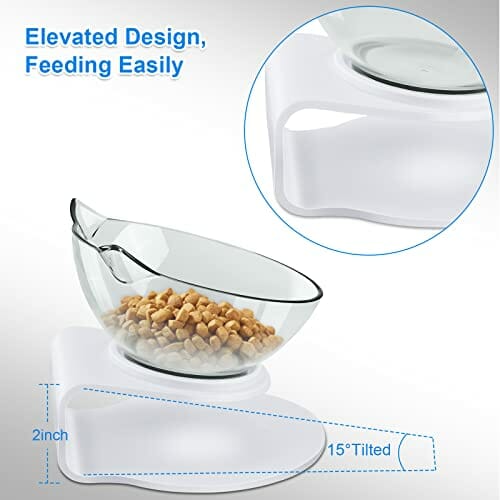 Makerfire Miska dla kota ze stojakiem na karmniki dla kotów i miski na żywność zmniejszają ból szyi dla kotów i małych psów - obrazek 8