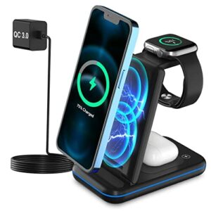 Bezprzewodowa ładowarka, 3 w 1, bezprzewodowa stacja ładująca 18 W, do iPh 13, 12, 11/Pro/mini/SE/11/X/XS/XR, ładowarka do iWatch i AirPods (czarna)