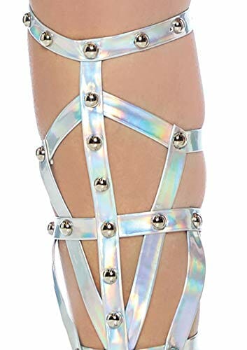 Leg Avenue Damski Iridescent Studded Shin Guards Panamahut, srebrny (Silver), (rozmiar producenta: One sizeUk 6-12) - obrazek 3