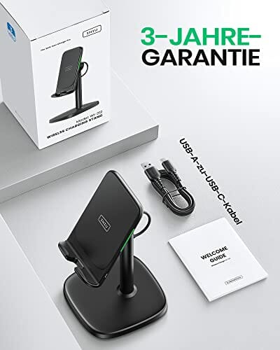 INIU Bezprzewodowa ładowarka, 15 W szybkie ładowanie regulowany uchwyt na telefon z przyjaznym dla snu adaptacyjnym wskaźnikiem bezprzewodowa podkładka ładująca kompatybilna z iPhone 12 11 8 Pro Max XR XS X Samsung S21 S20 Note 10 9 8 - obrazek 2