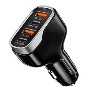 Stacja ładująca USB 40W szybka ładowarka samochodowa USB 4 porty przejściówka do ładowarki samochodowej Dual Type C PD 20W do motocykla łódź morska RV ATV do biura, szkoły i domu (Color : B, Size :