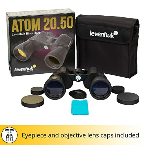 Lornetka astronomiczna Levenhuk Atom 20x50 o powiększeniu 20 razy z soczewkami obiektywowymi o dużej średnicy przekazująca bardzo szczegółowy obraz bardzo odległych obiektów - obrazek 8