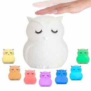 Pauleen 48033 Night Owl lampka nocna sowa dla dzieci, z akumulatorem, lampa do pokoju dziecięcego LED ze zmianą kolorów, z silikonu bez BPA