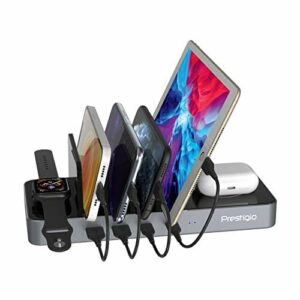 Prestigio Revolt A6 stacja ładująca do telefonów komórkowych, kompatybilna z Apple, iPad, ładowarka USB, wiele urządzeń Qi, 2 interfejsy bezprzewodowe, podstawka do iPhone'a, Apple Watch, tabletu