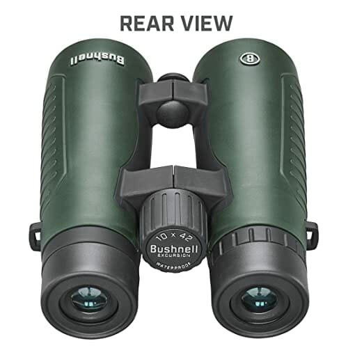 BUSHNELL - Lornetki obserwacyjne dla dorosłych - Wycieczka 10 x 42 - Ornitologia, turystyka, natura - Pokrowiec do przechowywania i pasek na szyję - Zielony i czarny - obrazek 6