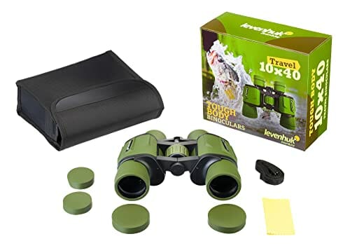 Niezawodna Lornetka Polowa Levenhuk Travel 10x40 o Powiększeniu 10 Razy na Biwak, Polowanie oraz do Obserwowania Dzikiej Przyrody, Kolor Zielony - obrazek 9