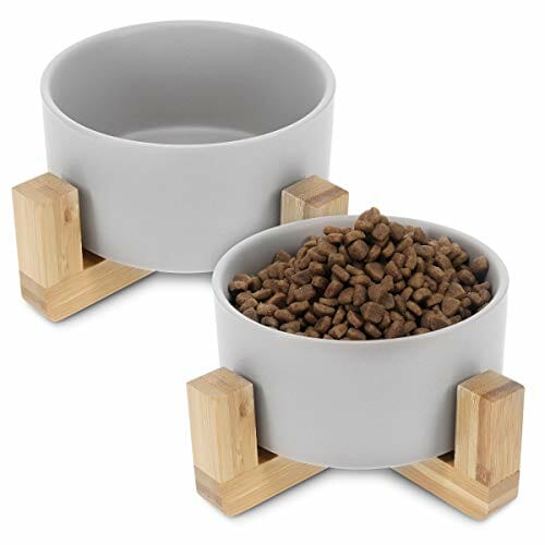 Navaris Ceramiczne podwyższone miski dla kotów - podwójna miska na kar