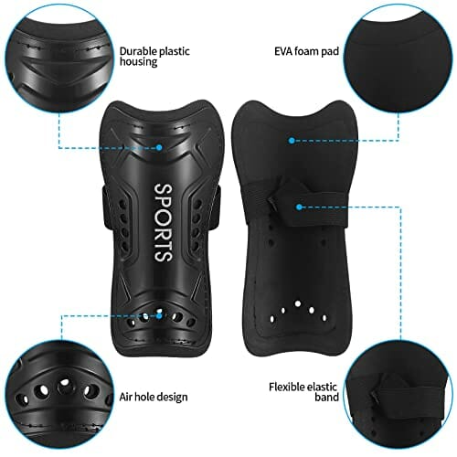 Dziecięce piłki nożnej, ochraniacze na golenie, dla nastolatków, piłka nożna, lekkie czarne ochraniacze na golenie, dla początkujących, dla chłopców, dziewcząt, gry w piłkę nożną, sprzęt ochronny na nogi (6-15 lat) - obrazek 3