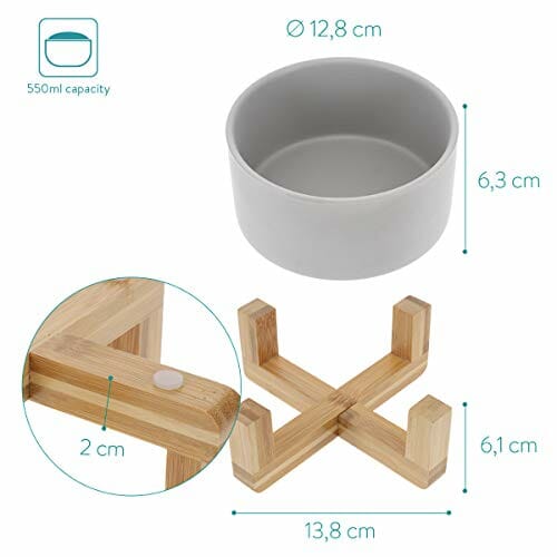 Navaris Ceramiczne podwyższone miski dla kotów - podwójna miska na kar - obrazek 5