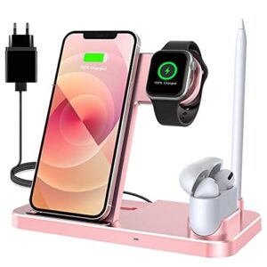 Ładowarka bezprzewodowa, indukcyjna stacja ładująca z Fast Adapter 18 W, bezprzewodowa ładowarka 4 w 1, kompatybilna z iPhone 14/13/12/11/X/8, Apple Watch Ultra/8/7/6/SE/5/4/3, Air Pods Pro 2/1