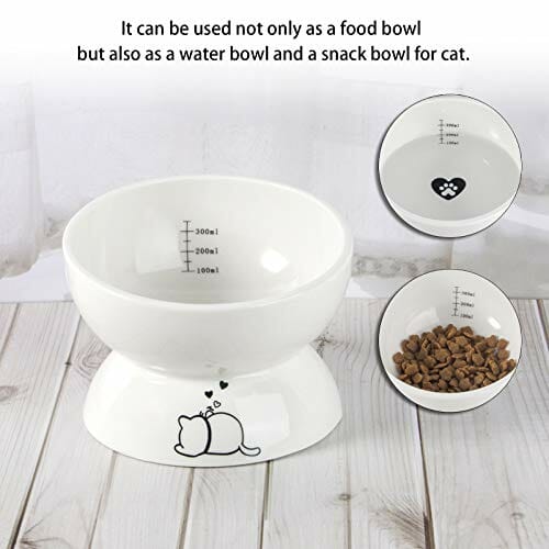 Burncalue Miska dla kota, miska na karmę, pokarm dla kotów, 30 ml, ceramiczna miska ze stojakiem, akcesoria dla kotów, ochrona przed przepływem zwrotnym, dla kotów i szczeniaków - obrazek 4