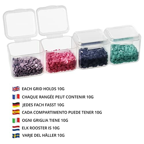 Kurtzy Plastikowe pudełko do przechowywania diamentów z 56 siatkami (3 sztuki) - przezroczyste pudełka organizacyjne - zestaw pojemników do rzemiosła, haftu, DIY, zdobienia paznokci, biżuterii, koralików i diamentów - obrazek 5