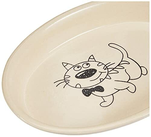 Nobby 73637 Owalana Miska Ceramiczna dla Kotów, 17 x 11 x 2.5 cm, Krem - obrazek 3