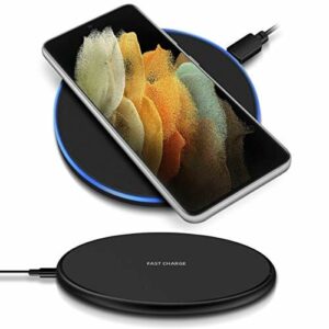 NAUC QI bezprzewodowa stacja ładująca kompatybilna z Samsung Galaxy S21 Ultra 5G bezprzewodowa ładowarka indukcyjna uniwersalna ładowarka do szybkiego ładowania, kolory: czarny