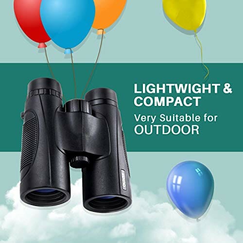 QUNSE Lornetka dla dorosłych i dzieci, lekka, wodoodporna, kompaktowa lornetka z słabym światłem, noktowizorem BAK4 Prism FMC obiektyw HD, przejrzysty widok do obserwacji ptaków, polowania, podróży (10 x 42) - obrazek 6