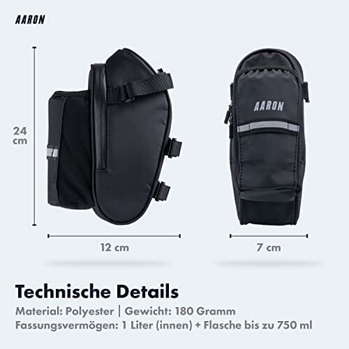 AARON Torba podsiodłowa z uchwytem na butelkę, wodoodporna torba rower - obrazek 5