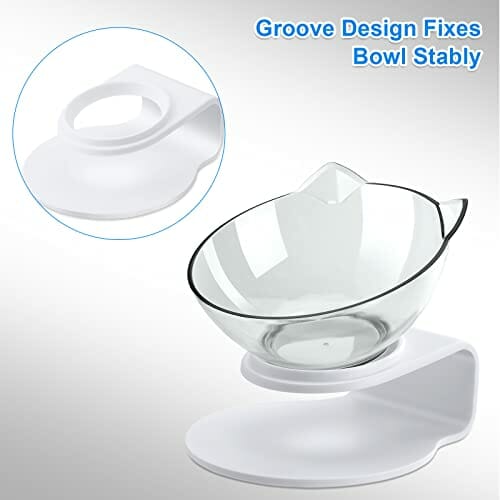 Makerfire Miska dla kota ze stojakiem na karmniki dla kotów i miski na żywność zmniejszają ból szyi dla kotów i małych psów - obrazek 6