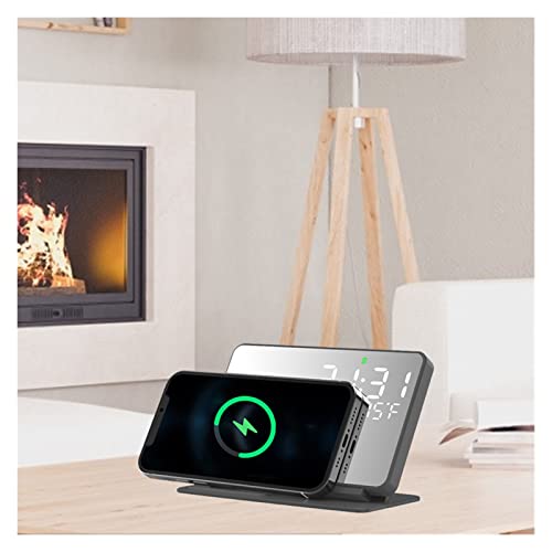2 w 1 Bezprzewodowy wyświetlacz czasu ładowania Budzik 15 W Termometr Bezprzewodowe ładowanie - obrazek 5