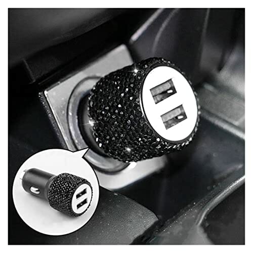 Stacja ładująca USB Ładowarka samochodowa, podwójny port USB szybkie ładowanie, konstrukcja młotka bezpieczeństwa, aby pomóc rozbić okna w sytuacjach awaryjnych z kryształkami Bling Rhinestone do biur - obrazek 7