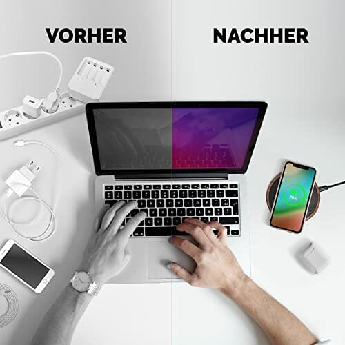 Wood Stories ładowarka indukcyjna Basic Oak 15 W, wysokiej jakości drewno, kompatybilna ze standardem ładowania Qi, AirPods, iPhone, Samsung, Xiaomi, Huawei, Nokia, LG, Motorola, kabel 100 cm - obrazek 5