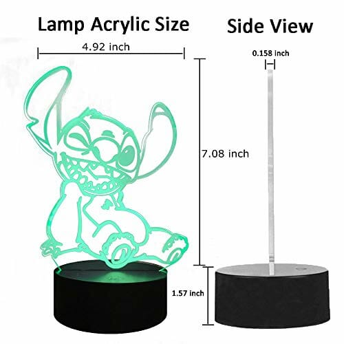 Cartoon Cute Stitch figurka niemowlęcia 3D lampa iluzja lampka nocna LED kolorowa lampka nocna dla dzieci do sypialni dekoracja światło USB lampka stołowa haft psa prezent bożonarodzeniowy dla niemowląt dzieci - obrazek 8