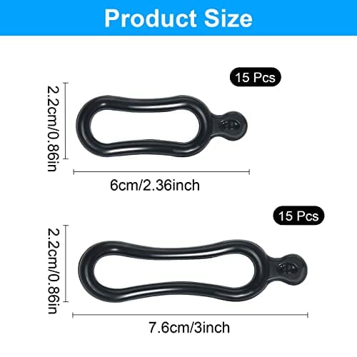 AOROPS Gumowy pierścień rowerowy ze stretchu, czarny, 30 sztuk, gumowa taśma do latarki rowerowej (15 dłuższych + 15 krótszych) - obrazek 7