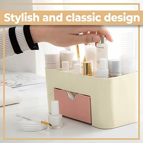 Retoo Organizer na kosmetyki z szufladą i sześcioma przegródkami do ma - obrazek 3