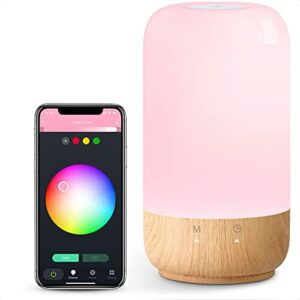 Lepro Lampka nocna dotykowa, ściemniana, inteligentna lampa stołowa LED z timerem, lampka nocna WiFi, lampa stołowa z białym RGB, kompatybilna z Alexa, Google Home, nastrojowe światło do sypialni, salonu, brązowa