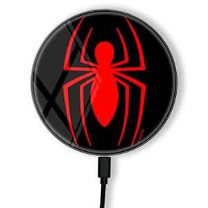 ERT GROUP Oryginalna i oficjalnie licencjonowana przez Marvel ładowarka indukcyjna, wzór Spider Man 018, szklana bezprzewodowa stacja ładująca, kabel Micro USB 1 metr 10W