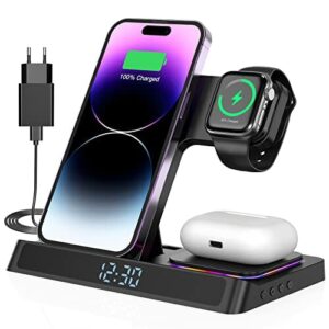 Bezprzewodowa ładowarka 3 w 1, 18 W, składana, indukcyjna stacja ładująca, bezprzewodowa ładowarka do iPhone 14, 13, 12, 11 Pro Max/Se 3/Xs/Xr/X/8+, Galaxy S22 S21/S20, do Apple Watch 7/6/Se/5/4/3/2/1, do Airpods Pro/2/3