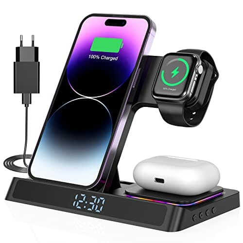 Bezprzewodowa ładowarka 3 w 1, 18 W, składana, indukcyjna stacja ładująca, bezprzewodowa ładowarka do iPhone 14, 13, 12, 11 Pro Max/Se 3/Xs/Xr/X/8+, Galaxy S22 S21/S20, do Apple Watch 7/6/Se/5/4/3/2/1, do Airpods Pro/2/3