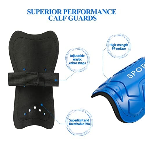 Dziecięce piłki nożnej, ochraniacze na golenie, dla nastolatków, piłka nożna, lekkie niebieskie dzieci, podkładka na golenie, dla początkujących, dla chłopców, dziewcząt, gry w piłkę nożną, sprzęt ochronny na nogi (6-15 lat) - obrazek 2