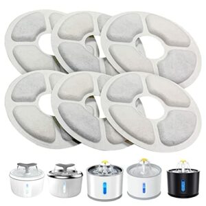 PewinGo Filtr do fontanny dla kotów, filtr do fontanny do picia [6 sztuk], filtr zapasowy do fontanny dla kotów 2,0-2,5 l, Triple Action dzięki jonowej żywicy wymiennej, węgiel aktywny