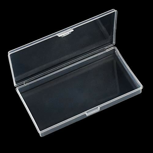 Małe plastikowe pudełko, prostokątne, przezroczyste pudełko na koraliki, pudełko do przechowywania rękodzieła z klapką do biżuterii, organizer na tabletki, śruby (15 x 8 x 2 cm) - obrazek 3