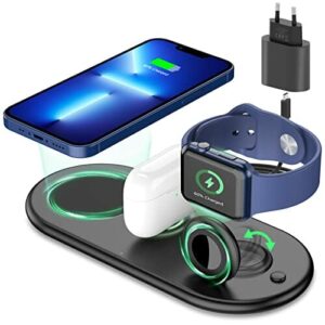 Xoxixl Bezprzewodowa ładowarka, 3 w 1, ładowarka bezprzewodowa do Apple iWatch Series 7, 6, SE, 5, 4, 3, 2, AirPods Pro 3, 2, 1, indukcyjna stacja ładująca z adapterem do 13/12/11 Pro Max Mini/XR/X, Galaxy S22/S21/Note20