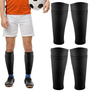 NITAIUN 2 pary rękawów ochronnych na golenie piłki nożnej, średnie rękawy ochraniacze na golenie, skarpety z kieszenią pasek antypoślizgowy bez plastikowych nakładek na golenie, dla początkujących w piłce nożnej, młodzieży i dorosłych