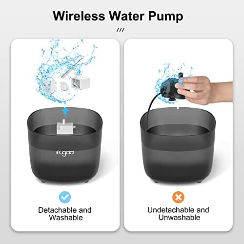 EUGAD Fontanna dla kota 2L bezprzewodowa pompa, fontanna do picia dla kotów, psów, fontanna z ostrzeżeniem LED o niskim poziomie wody, fontanna do picia dla kotów z filtrami 4, tryby odprowadzania wody 2, tworzywo ABS bez BPA - obrazek 8